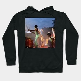 Young drummer performer on a culture festival 5SQ Hoodie